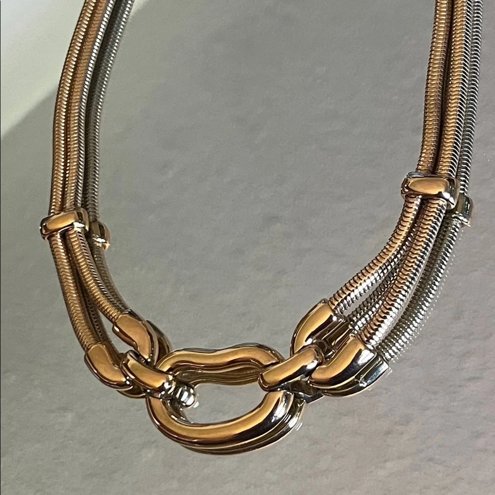 Vintage Monet Bold Link Gold Double Snake Chain Necklace 1960’s-1970’s - Picture 9 of 12